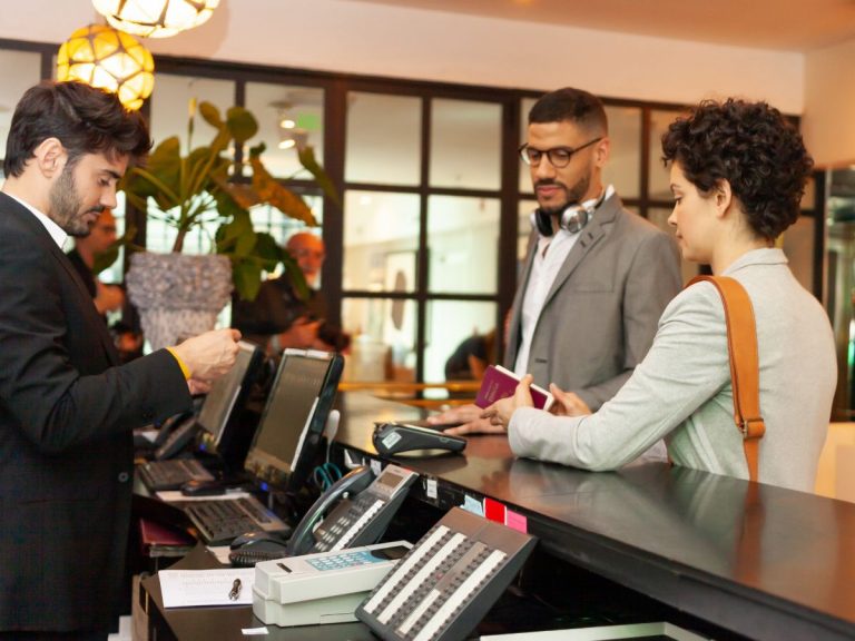 Image of a busy hotel reception, leading to missed calls