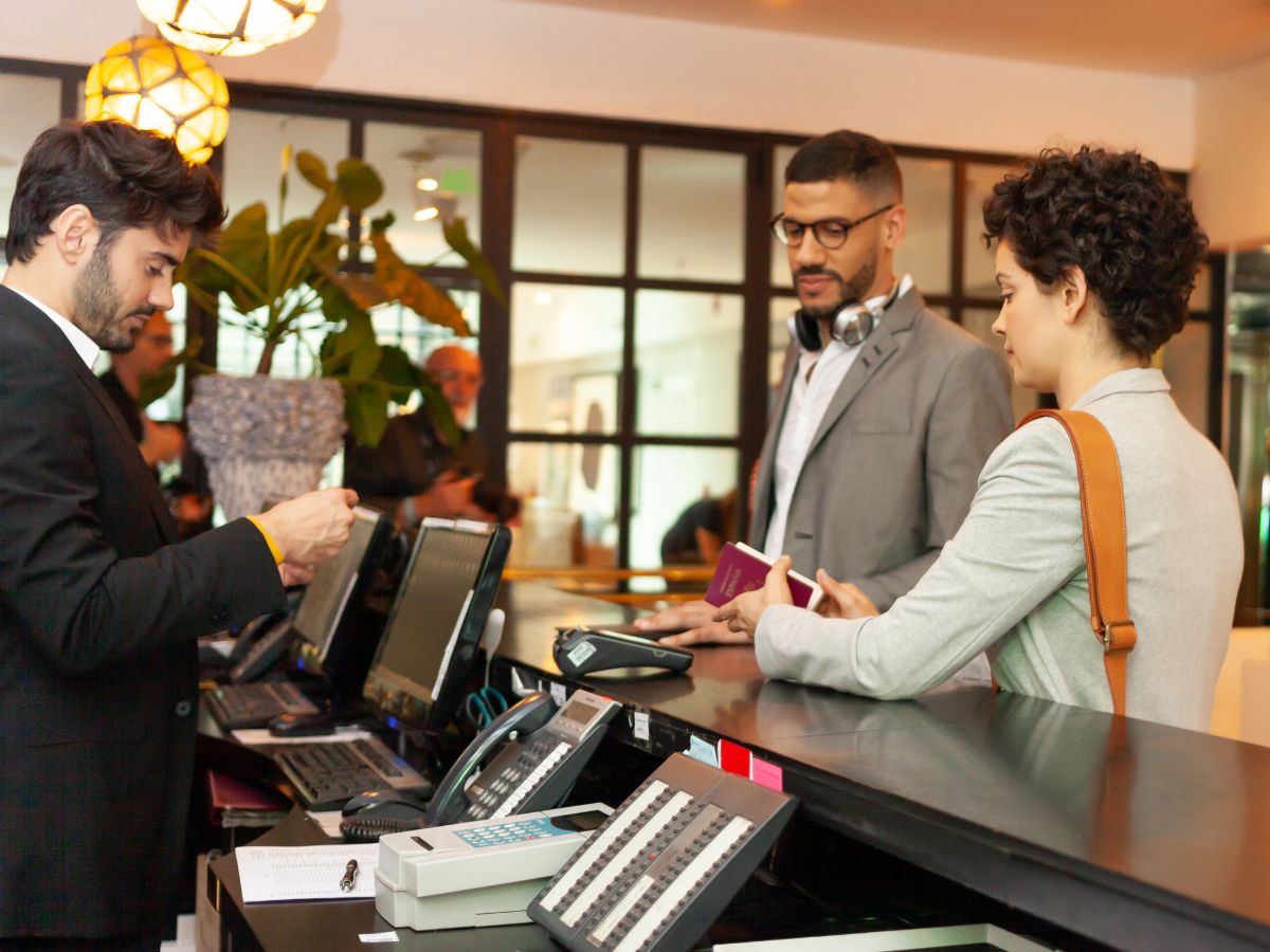 Image of a busy hotel reception, leading to missed calls